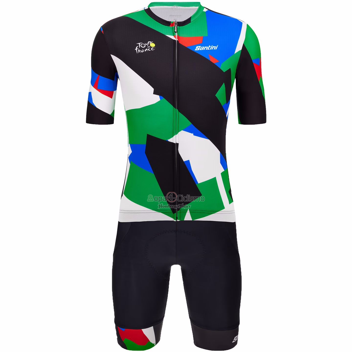 Tour DE Francia Ropa Ciclismo Culotte Corto 2023 Hombre Mangas Cortas Negro Azul